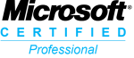Microsoft Certified Professional logo featuring the Microsoft wordmark in black text above "CERTIFIED" with a blue underline, followed by "Professional" in blue text below. This official Microsoft certification validates expertise in Microsoft technologies, operating systems, and software solutions, demonstrating qualified skills in Windows computer repair, software troubleshooting, and Microsoft-based business system support.